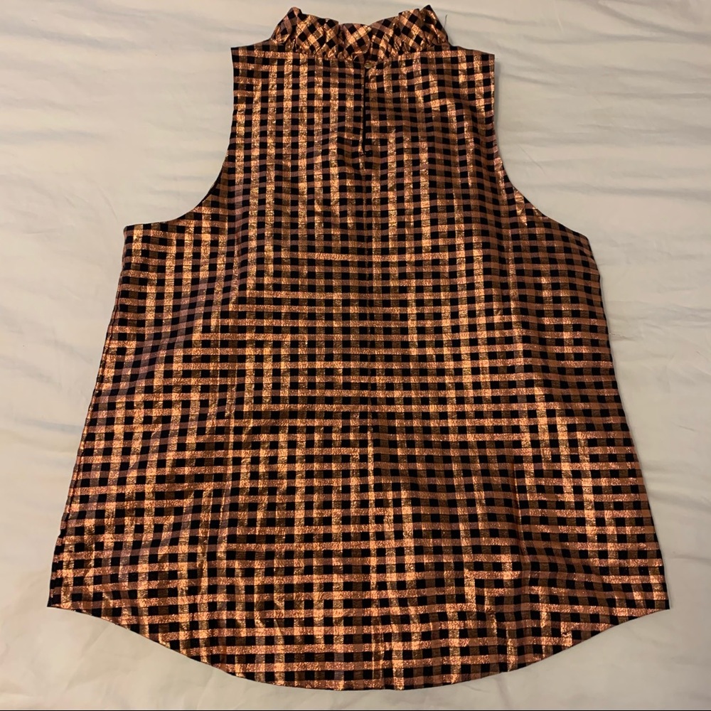 NWT JCrew Ruffle Neck Metallic Tank Small - Picture 5 of 5